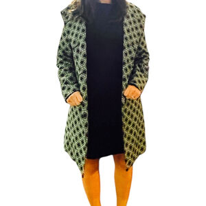Banana Republic Geometric Print Long Coat with Asymmetrical Collar Size Small